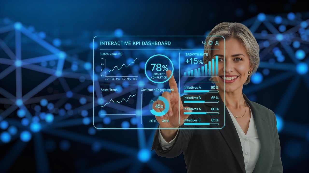Dashboard de KPIs e métricas de negócio — business intelligence e análise de dados